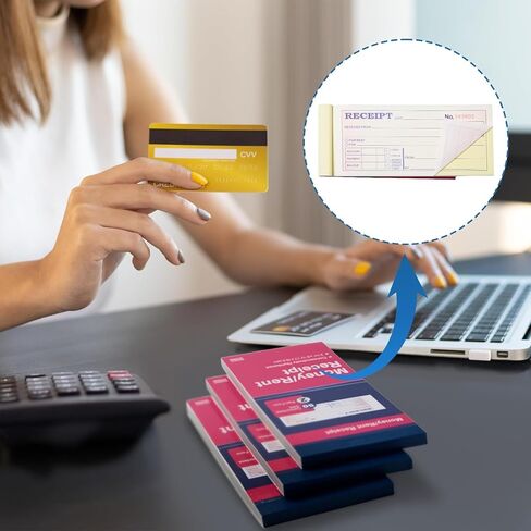 XKDOUS 2 Pack Money and Rent Receipt Book, 2-Part Carbonless, 2-3/4" x 6-1/2" Receipt Book for Small Business, 50 Sets per Book in Kuwait