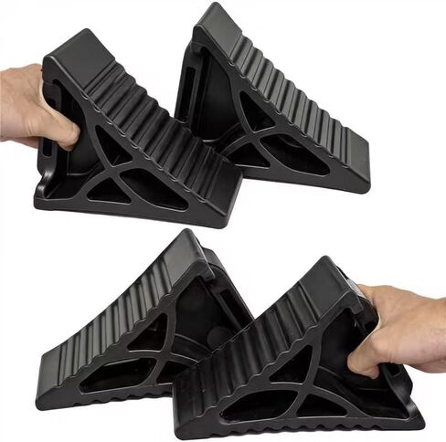 Rubber Wheel Chocks for RV Trailer, Upgraded Deformable Design, Wrapping Around Tires, Conforming to Ground, Better Load-Bearing and Anti-Slip, Safety, Durable, 2 Pack in Kuwait