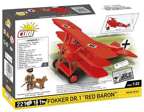 COBI Historical Collection: Great War Fokker DR.1 RED Baron Plane Building Set, 221 Pieces in Kuwait