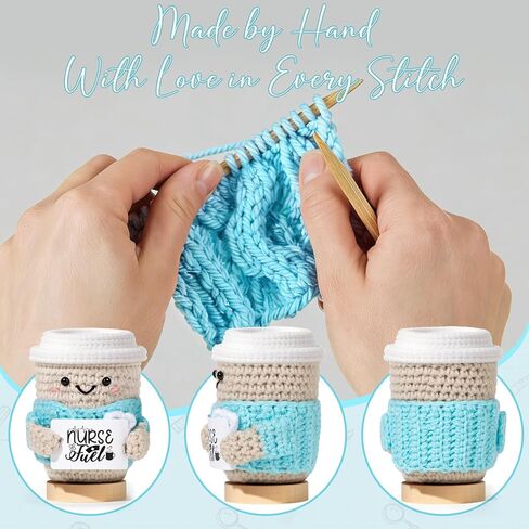 Nurse Gifts for Women with Crochet Coffee Doll,Cute Nurse Appreciation Gift,Handmade Knitted Coffee Plush with Encouragement Card, Thank You Gift for Nurses, Nursing Student,Graduation,Nurse Week in Kuwait