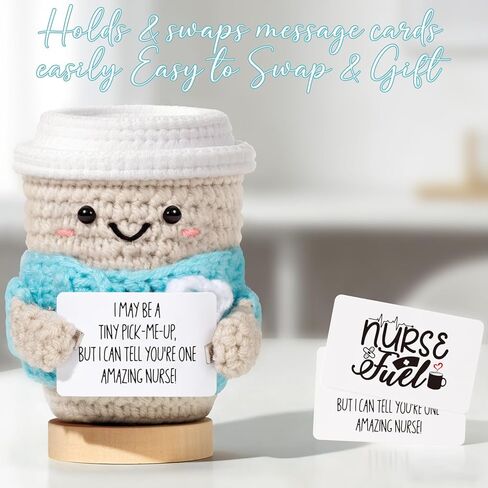 Nurse Gifts for Women with Crochet Coffee Doll,Cute Nurse Appreciation Gift,Handmade Knitted Coffee Plush with Encouragement Card, Thank You Gift for Nurses, Nursing Student,Graduation,Nurse Week in Kuwait
