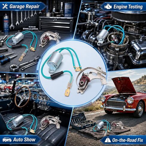 Distributor Points and Condenser Set, Metal Construction, Replacement for 43D 45D 4 6 Cylinder - Durable Professional Kit, Reliable Ignition Performance, Ideal for Vehicle in Kuwait