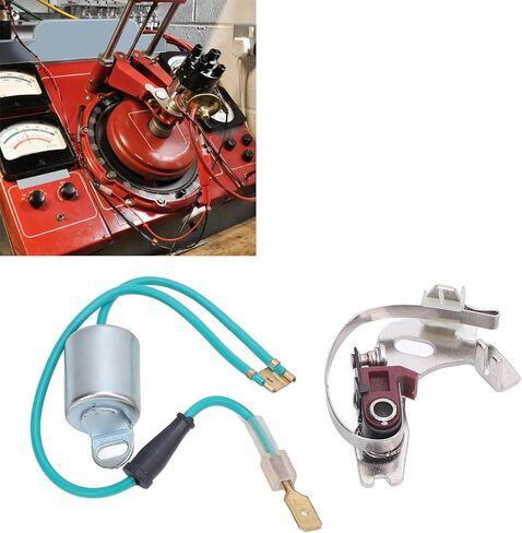 Distributor Points and Condenser Set, Metal Construction, Replacement for 43D 45D 4 6 Cylinder - Durable Professional Kit, Reliable Ignition Performance, Ideal for Vehicle in Kuwait