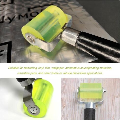 Car Sound Deadening Seam Roller, Rubber Audio Noise Filter Application Wheel Roller w/Plastic Handle, Auto Noise Insulation Seam Rolling Wheel for Heat Abatement Mat Wallpaper in Kuwait