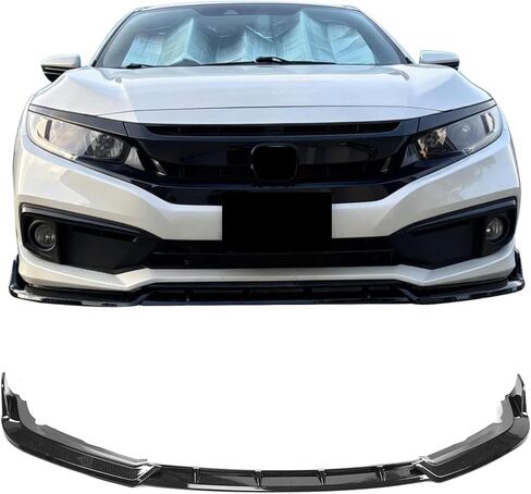 حافة ممتصة للصدمات الأمامية من IKON MOTORSPORTS متوافقة مع 2019-2021 Honda Civic، الجيل العاشر من IKON Style أسود غير لامع PP Air Dam Chin Spoiler in Saudi Arabia