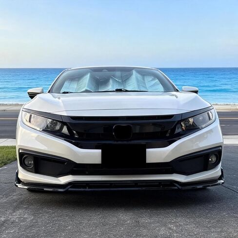 حافة ممتصة للصدمات الأمامية من IKON MOTORSPORTS متوافقة مع 2019-2021 Honda Civic، الجيل العاشر من IKON Style أسود غير لامع PP Air Dam Chin Spoiler in Saudi Arabia