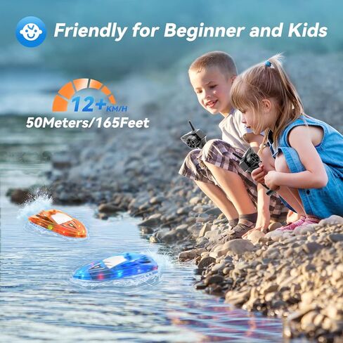 RC Boat Kids قوارب التحكم عن بعد لألعاب مياه حمام السباحة للبحيرات لعبة حوض الاستحمام مع وقت تشغيل 60 دقيقة، الجسم بالكامل مقاوم للماء، إنذار منخفض للبطارية، 2.4 جيجا هرتز، بطارية قابلة للشحن، عبوتان in Kuwait