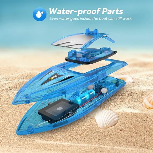 RC Boat Kids قوارب التحكم عن بعد لألعاب مياه حمام السباحة للبحيرات لعبة حوض الاستحمام مع وقت تشغيل 60 دقيقة، الجسم بالكامل مقاوم للماء، إنذار منخفض للبطارية، 2.4 جيجا هرتز، بطارية قابلة للشحن، عبوتان in Kuwait