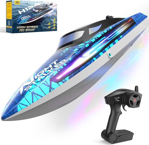 Calo Remote Control Boat RC Boats for Kids and Adults, 25KMH High Speed, 7LED Light Modes for Pool, Lake & River, Upgraded Waterproof, Self-righting, 3 Speeds, One Key Demo, Low Battery Alarm 2.4Ghz in Kuwait
