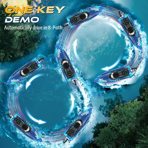 Calo Remote Control Boat RC Boats for Kids and Adults, 25KMH High Speed, 7LED Light Modes for Pool, Lake & River, Upgraded Waterproof, Self-righting, 3 Speeds, One Key Demo, Low Battery Alarm 2.4Ghz in Kuwait