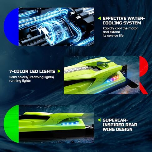 DEERC Fast Brushless RC Boat for Adults 40+KPH, 19" High Speed Racing Boat, 3S 2500mAh Li-po Battery, Self-Righting, 2.4GHz Remote Control Boat W/Lights, Dual Waterproof for Lake, Pool & Saltwater S7 in Kuwait