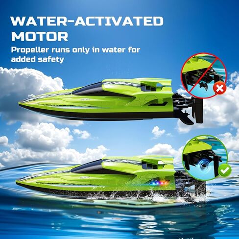 DEERC Fast Brushless RC Boat for Adults 40+KPH, 19" High Speed Racing Boat, 3S 2500mAh Li-po Battery, Self-Righting, 2.4GHz Remote Control Boat W/Lights, Dual Waterproof for Lake, Pool & Saltwater S7 in Kuwait