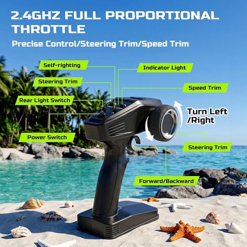 DEERC Fast Brushless RC Boat for Adults 40+KPH, 19" High Speed Racing Boat, 3S 2500mAh Li-po Battery, Self-Righting, 2.4GHz Remote Control Boat W/Lights, Dual Waterproof for Lake, Pool & Saltwater S7 in Kuwait