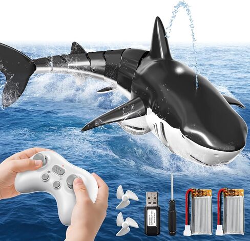NIPLOOOW 2.4GHz Remote Control Shark Toys for Boys,1:18 Scale High Simulation Shark Toys with Light & Spray, RC Sharks for Pools & Lakes, Toy Shark Boat Gift for 6 7 8 9 10 Year Old Kids Boys Girls in Saudi Arabia