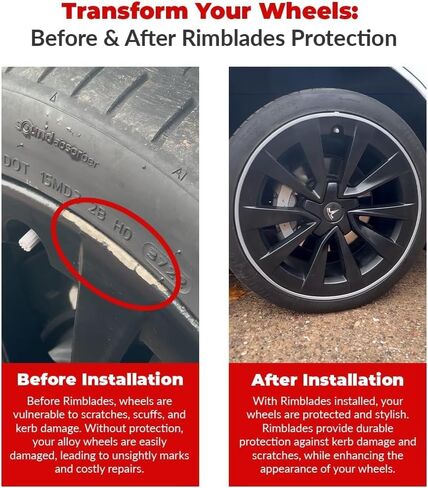 واقيات حافة حمراء للعجلات المعدنية من Rimblades Original - تناسب إطارات تصل إلى 22 بوصة | ملحقات السيارة الخارجية سهلة الاستخدام | تحمي من الطفح الجلدي in Kuwait