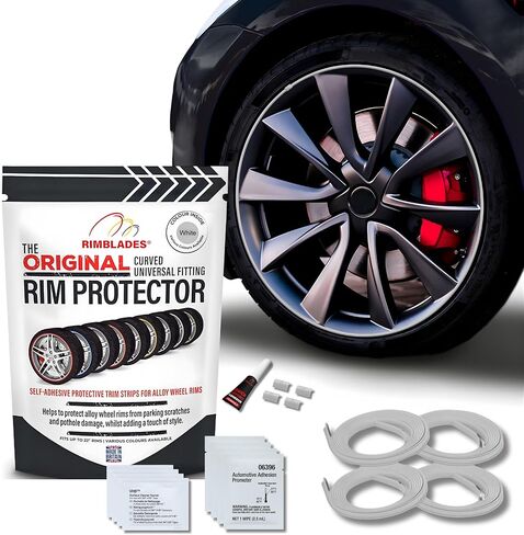 واقيات حافة حمراء للعجلات المعدنية من Rimblades Original - تناسب إطارات تصل إلى 22 بوصة | ملحقات السيارة الخارجية سهلة الاستخدام | تحمي من الطفح الجلدي in Kuwait