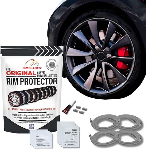 واقيات حافة حمراء للعجلات المعدنية من Rimblades Original - تناسب إطارات تصل إلى 22 بوصة | ملحقات السيارة الخارجية سهلة الاستخدام | تحمي من الطفح الجلدي in Kuwait
