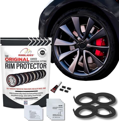 واقيات حافة حمراء للعجلات المعدنية من Rimblades Original - تناسب إطارات تصل إلى 22 بوصة | ملحقات السيارة الخارجية سهلة الاستخدام | تحمي من الطفح الجلدي in Kuwait