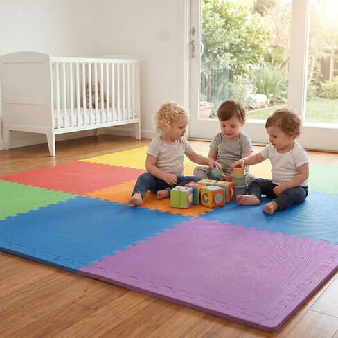 FlooringInc Baby Play Mat for Floor, Extra Large 2'x2' Foam Floor Tiles for Kids, Soft Interlocking Puzzle Mat, 1/2 Inch Thick, Non-Toxic EVA (Moonbeam, 6 Tile Pack, 24 Sq Ft) in Saudi Arabia