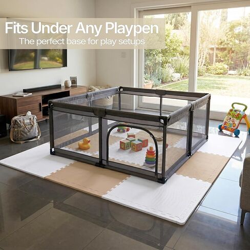 FlooringInc Baby Play Mat for Floor, Extra Large 2'x2' Foam Floor Tiles for Kids, Soft Interlocking Puzzle Mat, 1/2 Inch Thick, Non-Toxic EVA (Moonbeam, 6 Tile Pack, 24 Sq Ft) in Saudi Arabia