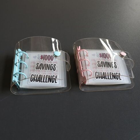1000 Mini Binder Savings Challenge Binder، كتاب تحديات توفير الأموال الشهرية مع مغلفات، ملف الميزانية مع مظاريف نقدية، أزرق in Kuwait