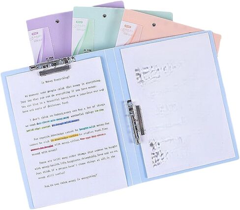 Punchless Clamp Binder, Ringless Binder Holds 100 Letter Size Pages, Documents, Folders for Documents, 8.5x11 Folder with Double Metal Clips for Home or Office, 4 Colors in Saudi Arabia