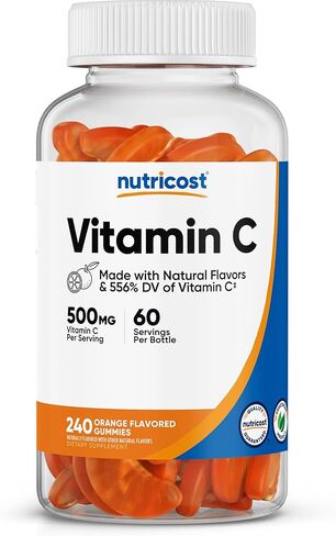Nutricost Vitamin C Gummies (500mg) 120 Gummies - Made with Natural Flavors & 556% DV of Vitamin C, Vegan, GMO-Free, Gluten-Free, 30 Servings in Saudi Arabia