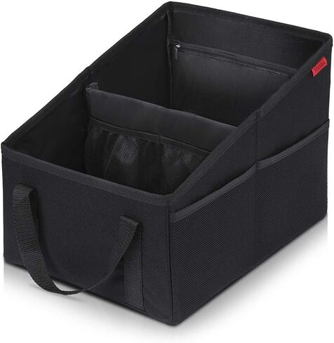 YOOFAN Car Seat Organizer - Passenger Seat Organizer, Collapsible Small Car Seat Storage Organizer for Console Front/Back, Automotive Backseat Organizer with Belt 4 Cup Holders for Kids Accessories in Kuwait
