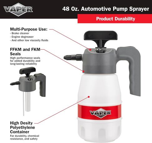 بخاخ مضخة سيارات Vaper 19495 45oz، بخاخ مضغوط مع هيكل متين من البولي إيثيلين عالي الكثافة، فوهة قابلة للتعديل لأنماط رش متعددة in Kuwait