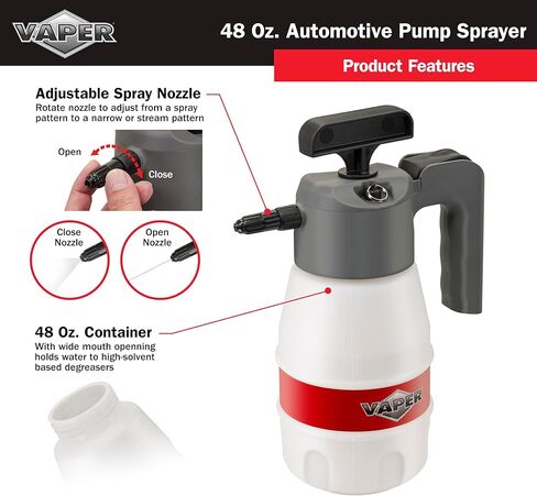 بخاخ مضخة سيارات Vaper 19495 45oz، بخاخ مضغوط مع هيكل متين من البولي إيثيلين عالي الكثافة، فوهة قابلة للتعديل لأنماط رش متعددة in Kuwait