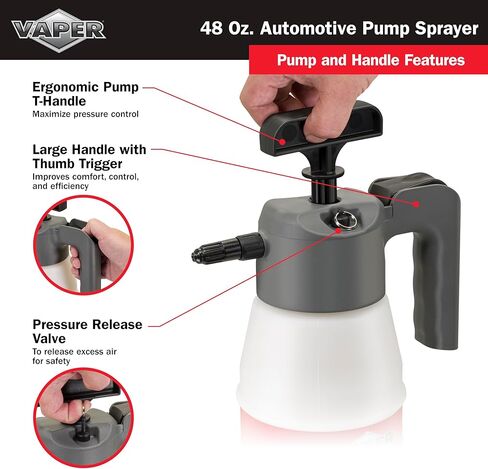 بخاخ مضخة سيارات Vaper 19495 45oz، بخاخ مضغوط مع هيكل متين من البولي إيثيلين عالي الكثافة، فوهة قابلة للتعديل لأنماط رش متعددة in Kuwait