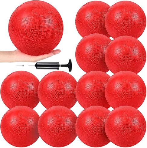 Hiboom 12 Pcs Playground Balls 5 Inch Dodgeball Playground Balls Kick Ball Toddler Ball Outdoor Inflatable Ball with 1 Pcs Hand Pump for Kids and Adults Yoga Exercise Gym Schoolyard (Multi Color) in Kuwait