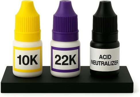 Gold, Silver & Platinum Testing Kit 10k 22K Solutions with 2x4 Test Stone & Neutralizer Precious Metal Tester Real/Fake Check Analysis Kit in Kuwait