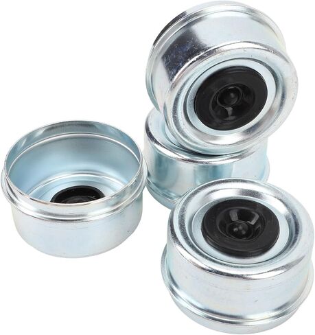 AMONIDA 4pcs Trailer Axle Dust Cap, Heavy Duty Metal Hub Grease Cover with 4 Rubber Plugs, for 7000 8000 Lbs Axles, Dexter Trailer & RV in Kuwait