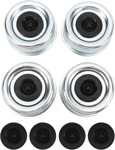 AMONIDA 4pcs Trailer Axle Dust Cap, Heavy Duty Metal Hub Grease Cover with 4 Rubber Plugs, for 7000 8000 Lbs Axles, Dexter Trailer & RV in Kuwait