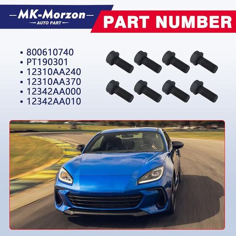 مجموعة مسامير دولاب الموازنة 800610740 متوافقة مع Subaru Baja Crosstrek WRX STI XT XV Saab 9-2X Scion FR-S Toyot 86 يستبدل # PT190301، 12310AA240 (8 قطع) in Kuwait