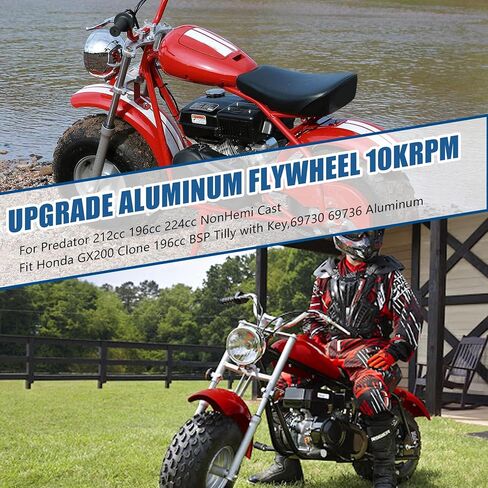 JINGKE Upgrade Aluminum Flywheel 10krpm for Predator 212cc 196cc 224cc NonHemi Cast,Fit Honda GX200 Clone 196cc BSP Tilly with Key,69730 69736 Aluminum in Kuwait