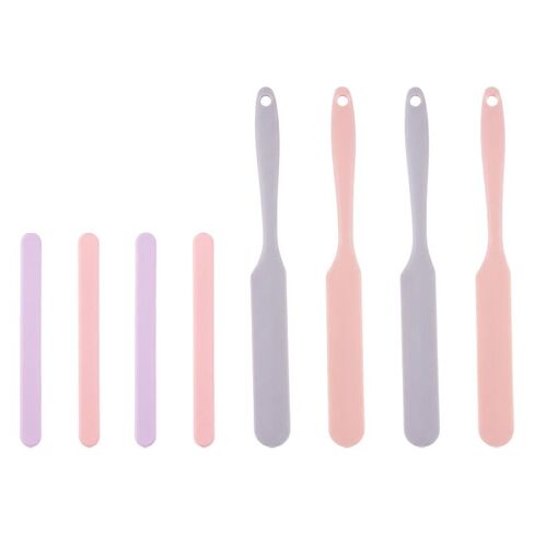 8Pcs Silicone Wax Stick, Reusable Hair Removal Sticks & Kitchen Scrapers for Home, Salon, Baking ((Purple, Pink) in Kuwait