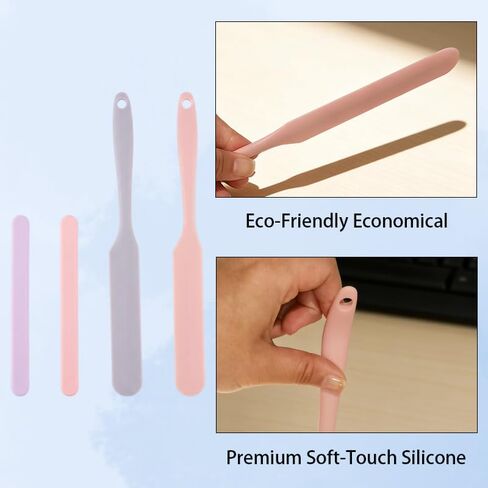 8Pcs Silicone Wax Stick, Reusable Hair Removal Sticks & Kitchen Scrapers for Home, Salon, Baking ((Purple, Pink) in Kuwait