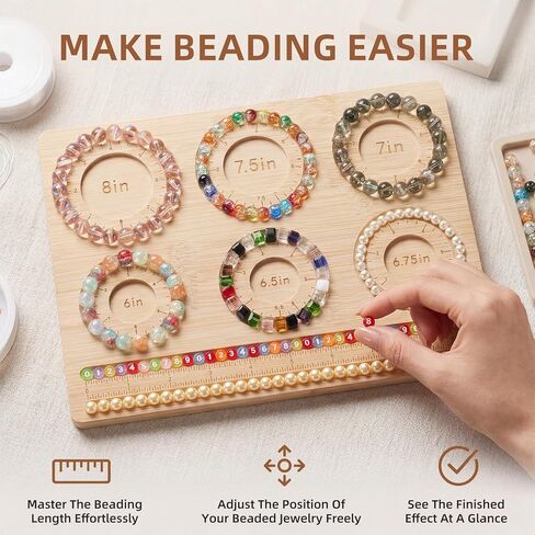 YCGY Premium Bamboo Bead Board for Jewelry Making, DIY Bracelet Beading Board with Compartments for Bracelet & Necklace Crafting and More in Kuwait