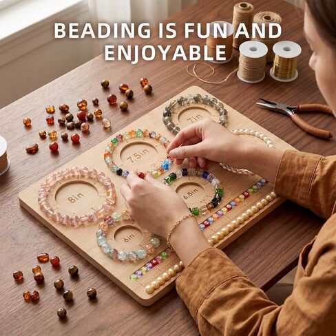 YCGY Premium Bamboo Bead Board for Jewelry Making, DIY Bracelet Beading Board with Compartments for Bracelet & Necklace Crafting and More in Kuwait