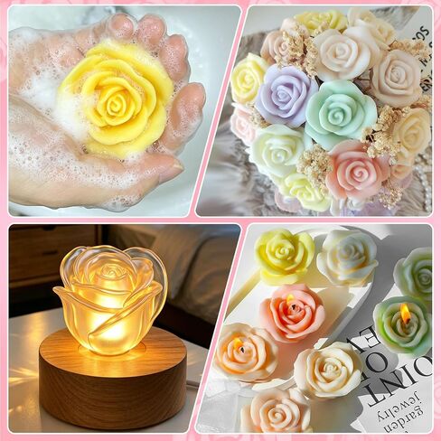 Rose Candle Molds, Set of 3 Rose Molds in Various Flower Shapes, Silicone Roses Mold for Candle Making, Handmade Soap, Epoxy Resin Casting Home Decor Wedding Valentine's Day Mom Gift in Kuwait