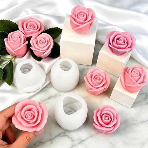 Rose Candle Molds, Set of 3 Rose Molds in Various Flower Shapes, Silicone Roses Mold for Candle Making, Handmade Soap, Epoxy Resin Casting Home Decor Wedding Valentine's Day Mom Gift in Kuwait
