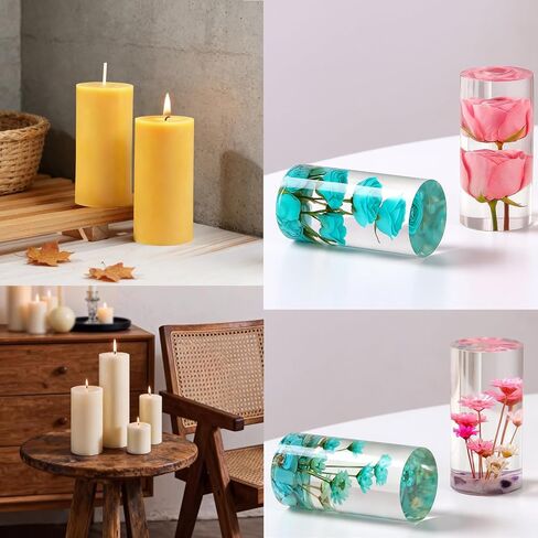 Large Cylinder Mold for Candle Making, 2x3Inch 2x6Inch 2x8Inch Cylinder Silicone Candle Mold, 3 Pcs Long Pillar Epoxy Resin Casting Mold for Wax Candle Resin Craft Making in Kuwait
