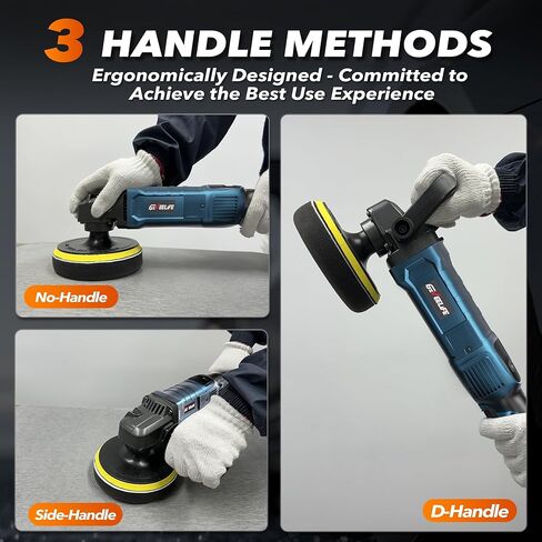 GEVEELIFE Buffer Polisher, 6 Inch/7 Inch 1600W Rotary Car Buffer Polisher Waxer, 7 Variable Speed 1000-3500 RPM, Detachable Handle for Car, Boat Sanding, Polishing, Waxing in Kuwait