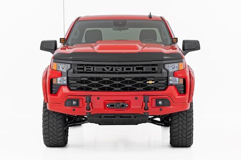 واقي غطاء محرك السيارة Rough Country لسيارة Chevy Silverado 1500 (2019-2026) - بلاستيك حراري عالي الكثافة، تثبيت 3M بدون حفر، أسود لامع in Kuwait