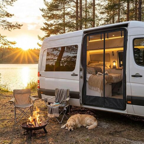 شاشة Van Bug لسيارة Mercedes Sprinter، Transit، باب منزلق جانبي Promaster، شبكة ناموسية شديدة التحمل لعربات التخييم والمركبات الترفيهية، شاشة شبكية Van Life Essentials (71 × 52 بوصة) in Kuwait