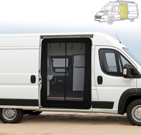 شاشة Van Bug لسيارة Mercedes Sprinter، Transit، باب منزلق جانبي Promaster، شبكة ناموسية شديدة التحمل لعربات التخييم والمركبات الترفيهية، شاشة شبكية Van Life Essentials (71 × 52 بوصة) in Kuwait
