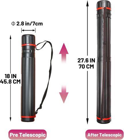 1 Pack Extendable Poster Tube Art & Poster Transport Tube, 17" to 27" Adjustable Poster Roll Tube with Shoulder Strap, Portable Poster Mailing Tube Blueprint Holder for Artworks Drafting Scrolls in Kuwait