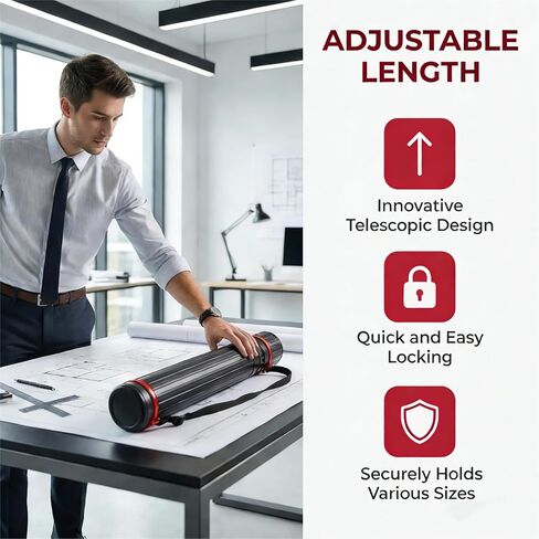 1 Pack Extendable Poster Tube Art & Poster Transport Tube, 17" to 27" Adjustable Poster Roll Tube with Shoulder Strap, Portable Poster Mailing Tube Blueprint Holder for Artworks Drafting Scrolls in Kuwait